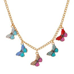 Pendant Necklaces QIAMNI Colorful Fantasy Butterfly Necklace For Women Fashion Chain Lovely Animal Choker Gift Clothes Accessories Jewelry