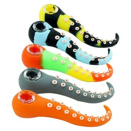 4.5'' Squid Smoking Hand Pipes Silicone bongs Wax Dab Rigs smoke hookah colorful spoon pipe Held