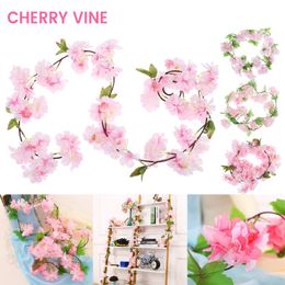 Decorative Flowers & Wreaths Artificial Cherry Blossom Wedding Garland Hanging Fake Silk Flower Vines Rattan Party Arch Home Decor String