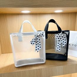 Fashion Transparent Mesh Shopping Bags Summer Beach Luxury Designer Handbags Black White 35 HH22-92