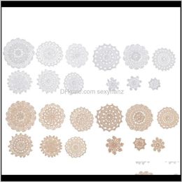 Yarn Clothing Fabric Apparel Drop Delivery 2021 24Pcs Cotton Flower Appliques Decor Small Crochet Doilies Sewing Supplies Zlqkr