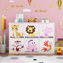 13 Inch Cartoon Animal Cube Storage Box Folding Washed Oxford Cloth Fabric Bins For Toys Organisers Basket 211102