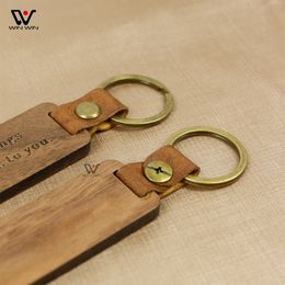 Self Defence keyrings Christmas Gift-Keychain Accessories Charms Straps Fashion Wooden Leather Keychains wood blank Keyring