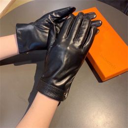 Winter Warm Gloves Real Leather Mittens Elegant Casual Comfortable Glove Women Plus Fluff Mitten With Box