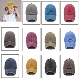 aldult 12 Solid Colours Ponytail Baseball Cap Child Peak Hat Fashion Washed Cotton Outdoor Sun-shade Summer Fall Spring DB802