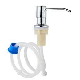 Liquid Soap Dispenser 304 Stainless Steel Sink Pump Head Extension Silicone Tube Bathroom Hand Washing Cleaning