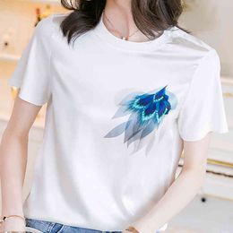 Blouses Summer Tops Short Sleeve White Blouse Tops Women Blouse Wonen Blusas Mujer De Moda Verano Chiffon Blouse Shirt E726 210426