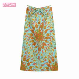 Summer Style Female High-waisted Midi Printed Cape Skirt Ethnic Style Holiday Chic Women's Skirt 210507