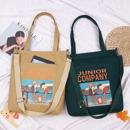 2024 Women's Canvas Bag Shopper With Anime Wallet Zipper Shoulder Bag for Girls Female Crossbody Tote Bag Designer Brand Handbag