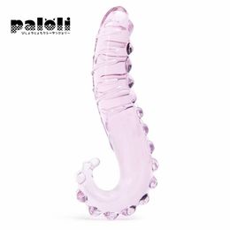 Pink Hippocampus Tentacle Textured Sensual Glass Dildo Realistic sexy Adults Toys Butt Plug Toy for Women Anal