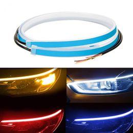 Strips 2Pcs Car Led Strip DRL Daytime Running Light Waterproof Universal 12V Auto Headlight Sequential Turn Signal Yellow Flow Day Lamp