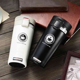 Quality Double Wall Stainless Steel Vacuum Flasks 350ml Car Thermo Cup Coffee Tea Travel Mug Thermol Bottle Thermocup 210907