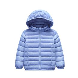 ZWY1273 Children Winter Jacket Light Down Baby Girls Jackets Kids Hooded Outerwear Boys Snowsuit Coat Children Clothing 211111