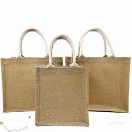 Linen shopping handbag Flax retro blank jute bags Large capacity one shoulder Cotton hemp bag T9I001345