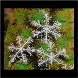 Decorations Home & Garden Drop Delivery 2021 Decoration Snowflake Christmas Tree Pendant Plastic Silk Snow Flakes Xmas Festive Party Supplies