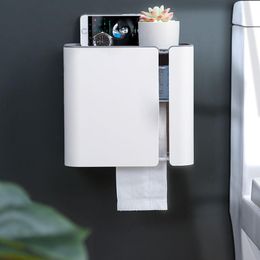Toilet Paper Holders Holder Waterproof Non-Perforated Wall Shelf Towel Makeup Storage Bathroom Accessories Set