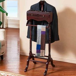 Clothing & Wardrobe Storage European Coat Rack With Drawer Carved Wood Furniture Mahogany Suit High-end El Home Good Texture