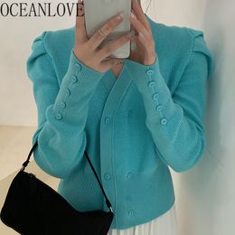 Cardigans Solid V Neck Double Breasted Mujer Chaqueta Autumn Winter Korean Sweaters Women Clothes Chic 19006 210415