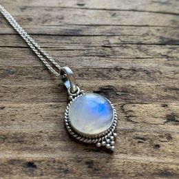 Pendant Necklaces Design Teardrop Semi-precious Moonstone Necklace For Women Zircon Silver Colour Fashion Jewellery