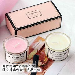 2pcs/box Soy Wax Scented Candle Romantic Aromatherapy Candle Glass smokeless Eco-friendly Candle 5*3cm Gift Set