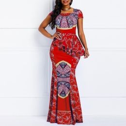 Women African Traditional Clothes Maxi Pleated Wax Mermaid Dresses for Women Bazin Rich Party Evening Africa Print Dress Elegant 210408