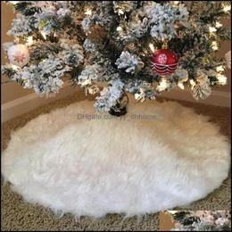 Christmas Decorations Festive & Party Supplies Home Garden 78Cm/30.7" Tree Skirts White Luxury Faux Fur Ornaments Plush Xmas Skirt Year Deco