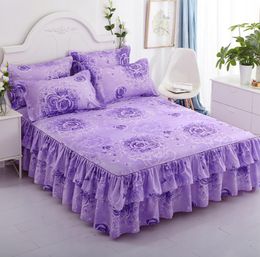 Comfortable Bed Skirt Beautiful Bedroom Textile Supplies Bedding Sheets Skin-friendly Bedspread Bed Sheet With Pillowcase F0376 210420