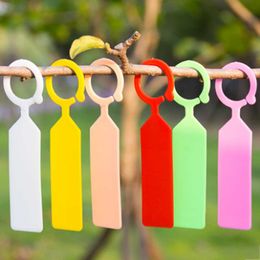 50PCS Plastic Plants Tags Nursery Garden Ring Label Pot Marker Stake Hanging Tags Greenhouse Bonsai Collar Tags 210615