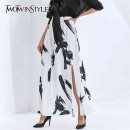 Printed Hit Colour Skirt For Women High Waist Large Size Maxi Casual Skirts Female Fashion Clothing Fall 210521