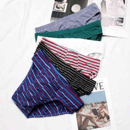 5pack cotton men's briefs 2021 new stripes men's underwear soft men panties plus size XXL breathable men's briefs H1214