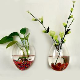 Plants Hanging Wall Vase Wall Glass Flower Terrarium Long Tubular Clear Home Decor Hydroponic Water Home&Living Wallvase 210409