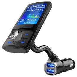 Car Bluetooth Adapter Aux Input Handsfree Kit FM Transmitter QC 3.0 Fast Charger Audio Receiver MP3 Player Support TF Card U Disk