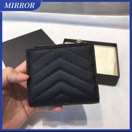 MIRROR High Quality Zipper Designers Short Wallets Mens For Women Leather Business Credit Card Holder Wallet Womens With Box 15*11cm