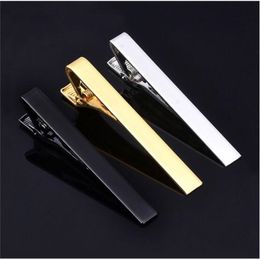 100pcs/lot Classic 58cm/43cm Clips Copper Plating Bright Plain Pins Tie Bar Simple Business Fashion Men's Jewellery