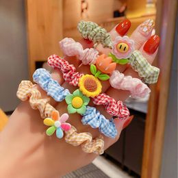 Hair Accessories Cute Floral Fruit Cartoon Girls Rubber Tie Princess Kawaii Ornament Headwear Elastic Bands Headbands