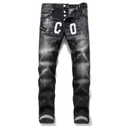 Jeans jeans jean hip hop pantaloni stradali tendenza della catena cerniera decorazione strata tratto nero slip slim fit motocicletto pannelli pannelli pannelli natalizi più sah