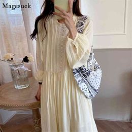 Sweet Stylish Gentle Loose Plus Size Vestidos Korean Chic Lace Stitching Woman Dress Elegant Long Sleeve Summer Dresses 14515 210512