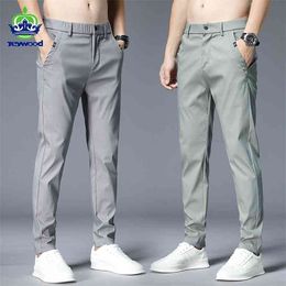 Summer Thin Casual Pants Men 4 Colours Classic Style Fashion Business Slim Fit Straight Cotton Solid Colour Brand Trousers 38 210723