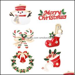 Decorations Festive Party Supplies Home & Gardenfashion Brooch As Tree Snowman Christmas Boots Jingling Bell Santa Claus Brooches Pins Xmas