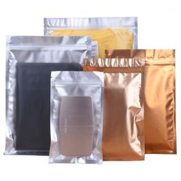 Storage Bags 100Pcs/lot Dark Gold Matte Mylar Foil One Side Clear Packaging Bag Tear Notch Zipper Kitchen Spices