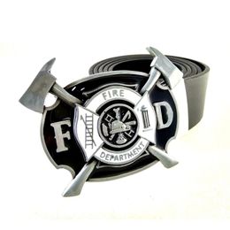 fire belts UK - Cinturones Hombre Mens Big Buckle Belts Firefighter Belt Buckles Diy Long For Men 130cm Fire Dept Metal Decoration