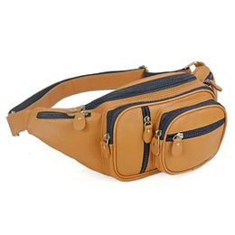 Waists Bag Men Genuine Leather Male Casual Travel Cow Leather Chest Bags Men's Sling Fanny Pack Boy Fanny Messenger Bags