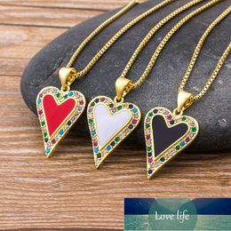 Classic Heart Pendant Necklaces Women Men Hip Hop Jewellery Red/Black/White Colour Include Chain Rhinestone Necklace Gifts Factory price expert design Quality