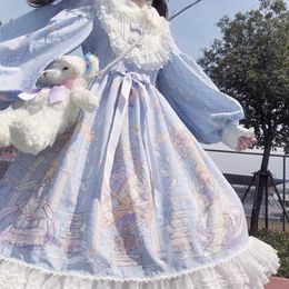 Automne japonais kawaii femme robe grande taille Preppy décontracté uniforme à manches longues princesse Vintage robe de bal Lolita 210608