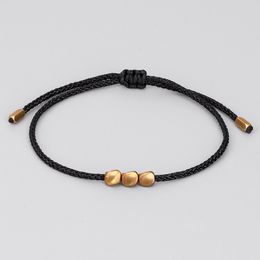Hand-woven Red Rope Bracelet Creative Irregular Copper Bead Black Rope Bracelet Pull Bracelet