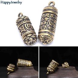 Hollow Brass GuanYin Buddha Sutra Cylinder Pendant Keychain Necklace Jewellery Pill Box Container Bottle Keychains G1019