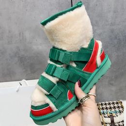New Flat heel wool ankle boots Women winter Thick Sole non slip and warm short boot Outdoor real leather Leisure Shoes unisex