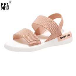 Comfortable Stretch Fabric Women's Sports Sandals Summer Fashion Open-toe Flat Casual Shoes 2021 New EVA Non-slip Female shoes Y0721