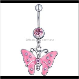 & Bell Button Rings Drop Delivery 2021 D0235 ( 1 ) Pink Color Nice Butterfly Style With Piercing Jewlery Navel Belly Ring Body Jewelry Celav