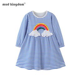 Mudkingdom Kids Girl Dress Toddler Baby Long Sleeve es Autumn Girls Cotton Princess Kid Tops Outfits 210615